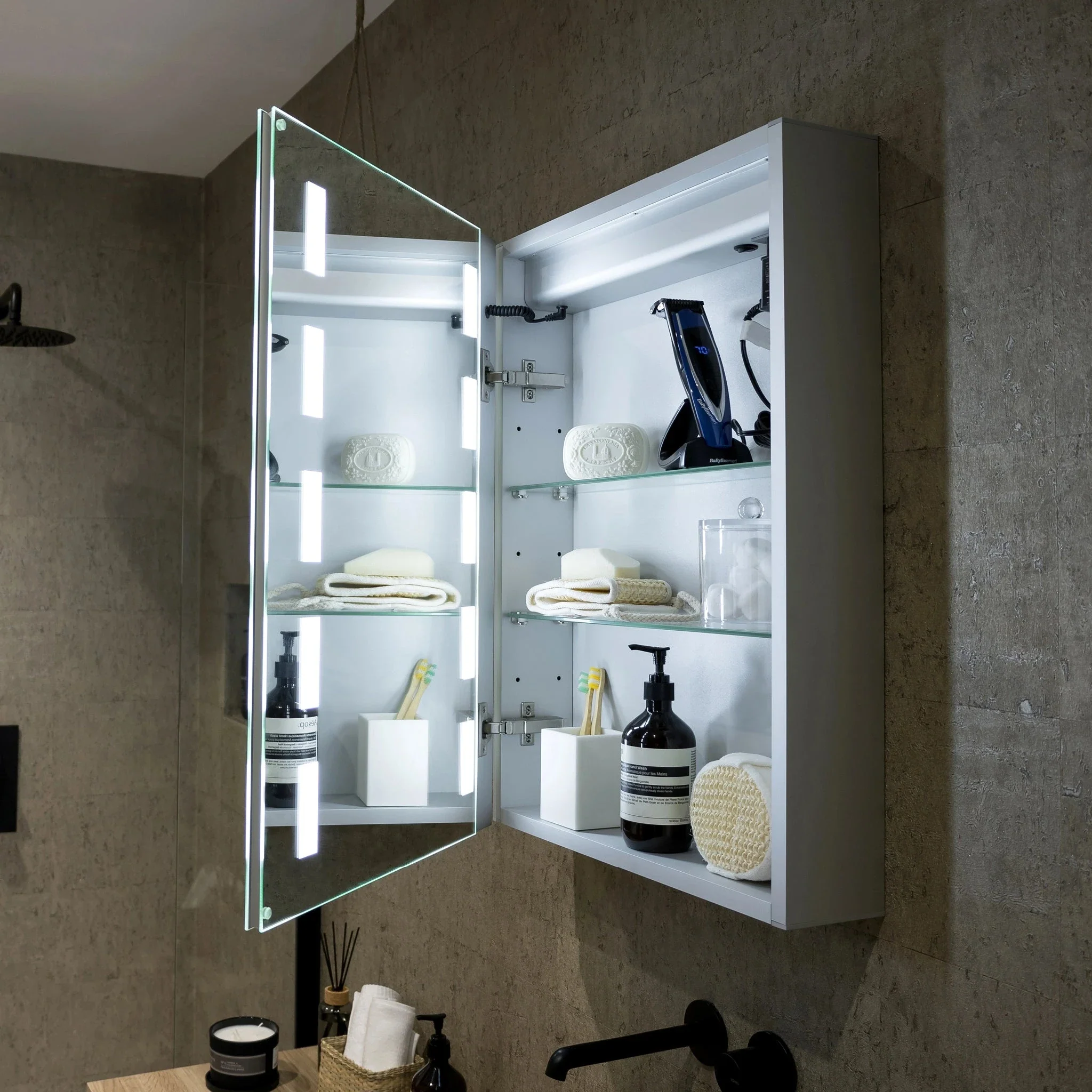 Renee 500x700mm LED Bathroom Mirror Cabinet - Image 8