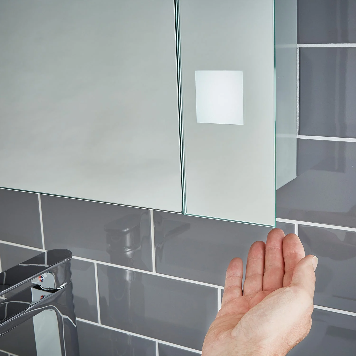 Pyrus 650x600mm LED Bathroom Mirror Cabinet - Image 4