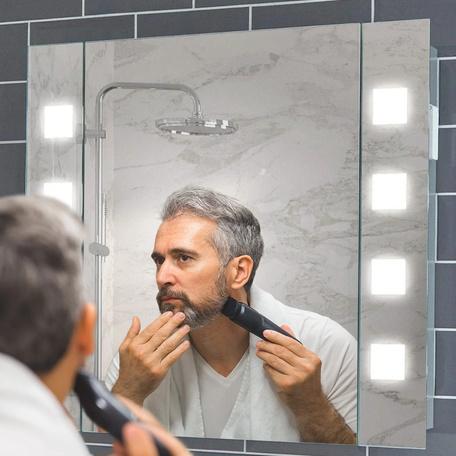 Pyrus 650x600mm LED Bathroom Mirror Cabinet - Image 6