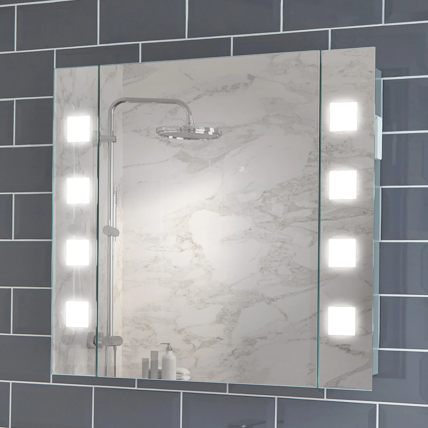 Pyrus 650x600mm LED Bathroom Mirror Cabinet - Image 7