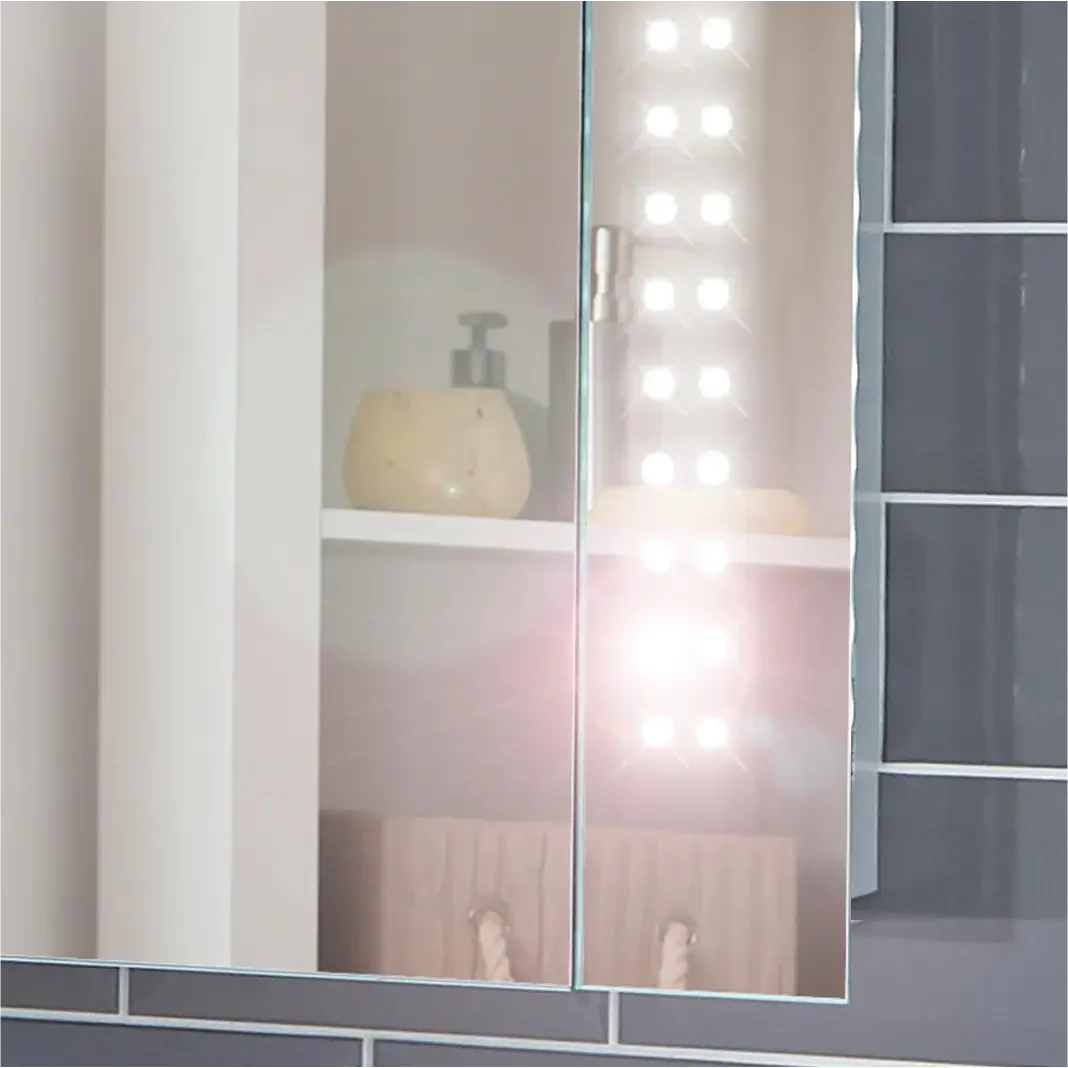 Rowan Battery 650x600mm LED Bathroom Mirror Cabinet - Image 4