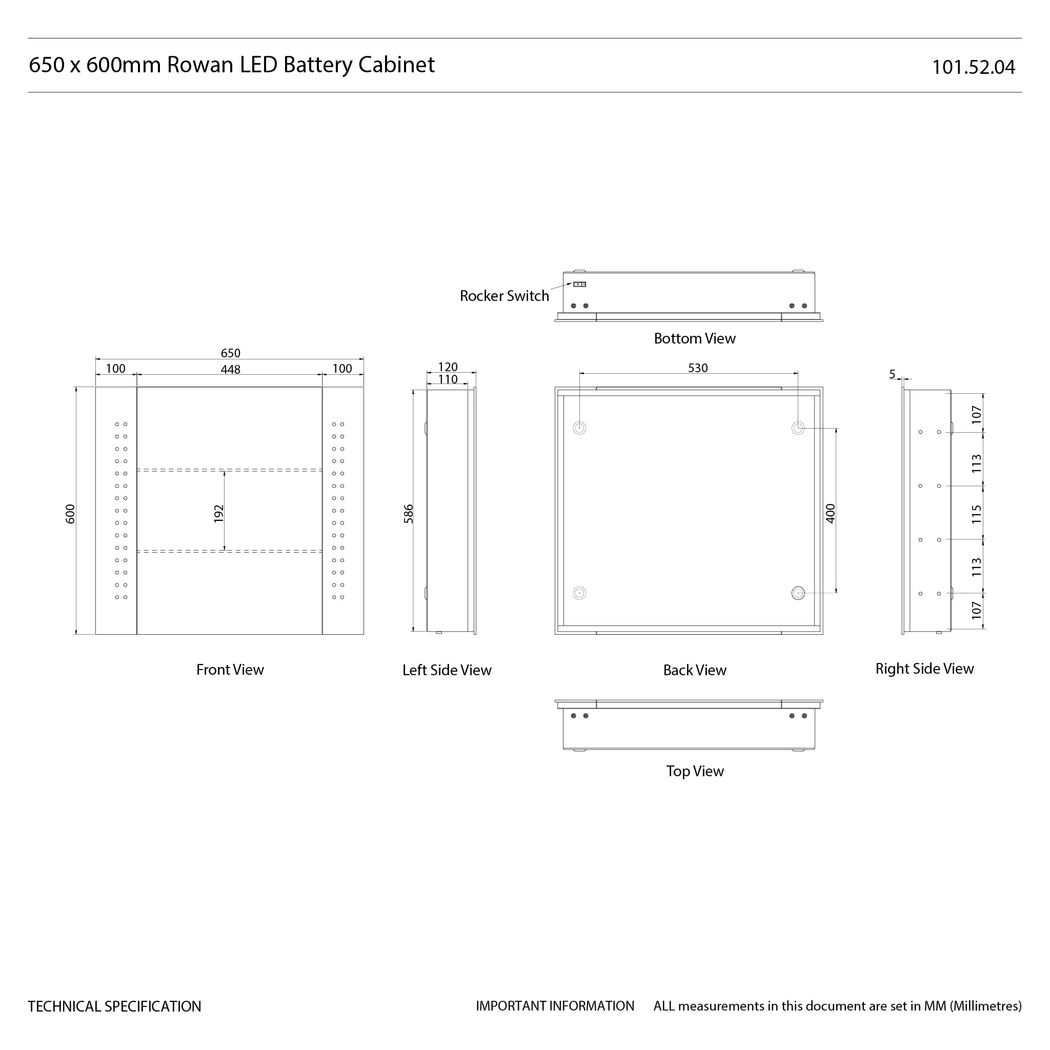 Rowan Battery 650x600mm LED Bathroom Mirror Cabinet - Image 6