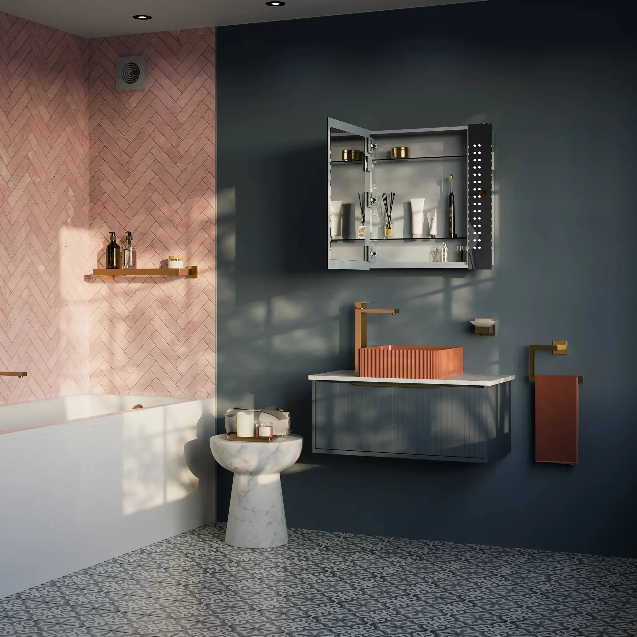 Rowan 650x600mm LED Bathroom Mirror Cabinet - Image 9