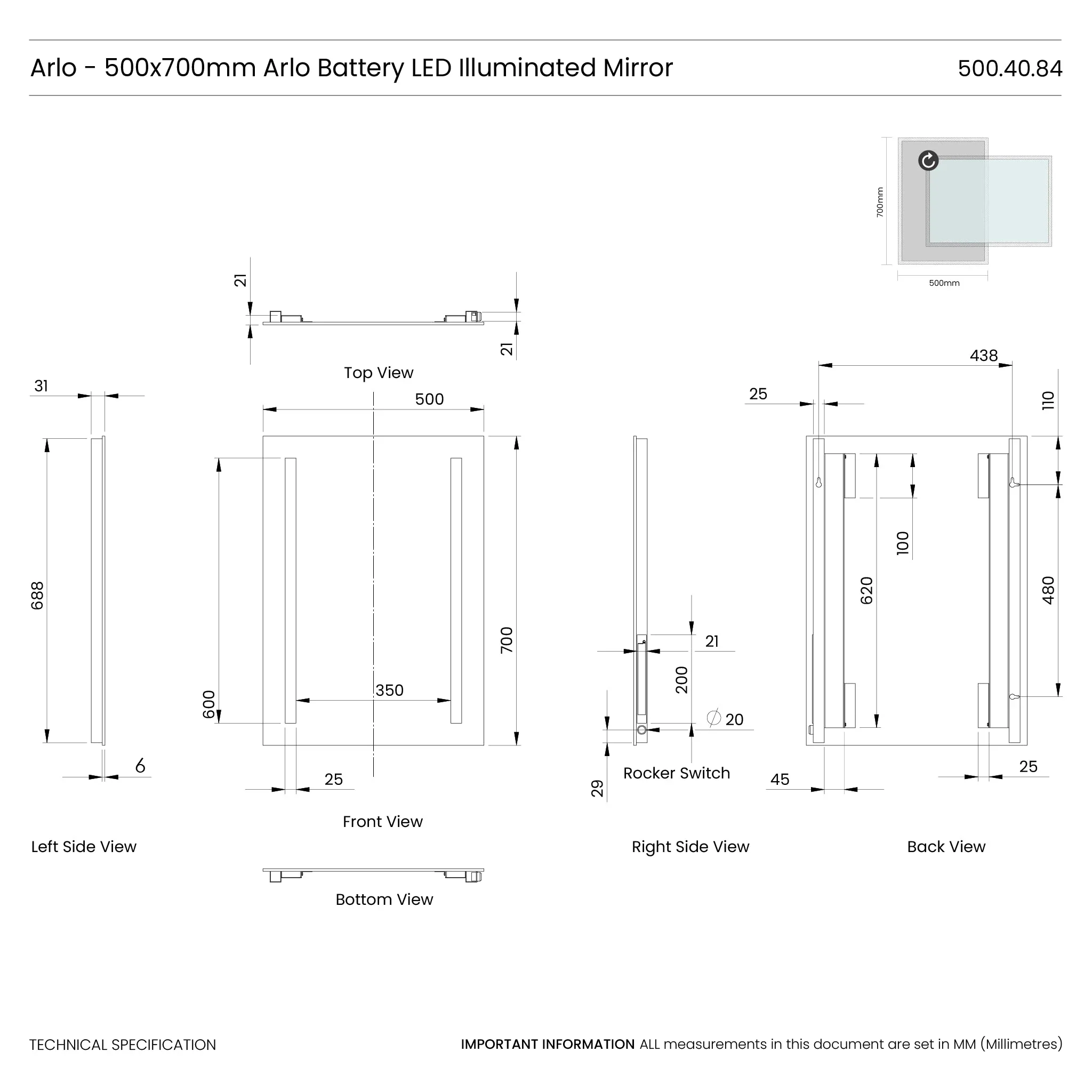 Arlo Battery LED Bathroom Mirror - Image 7