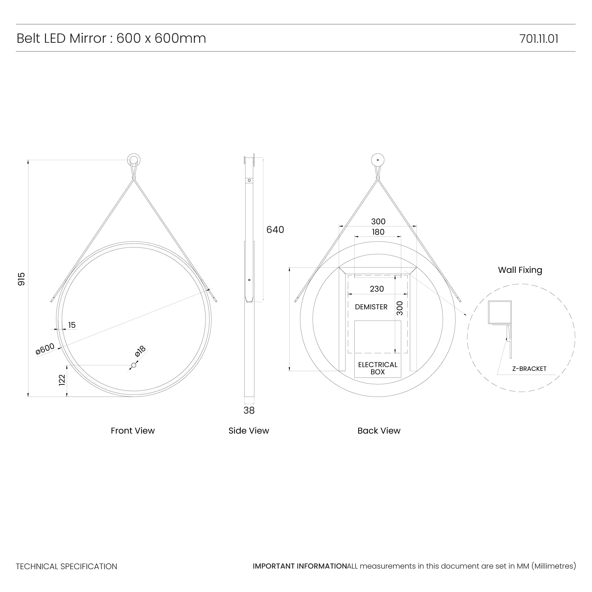 Belt Round LED Bathroom Mirror - Image 6