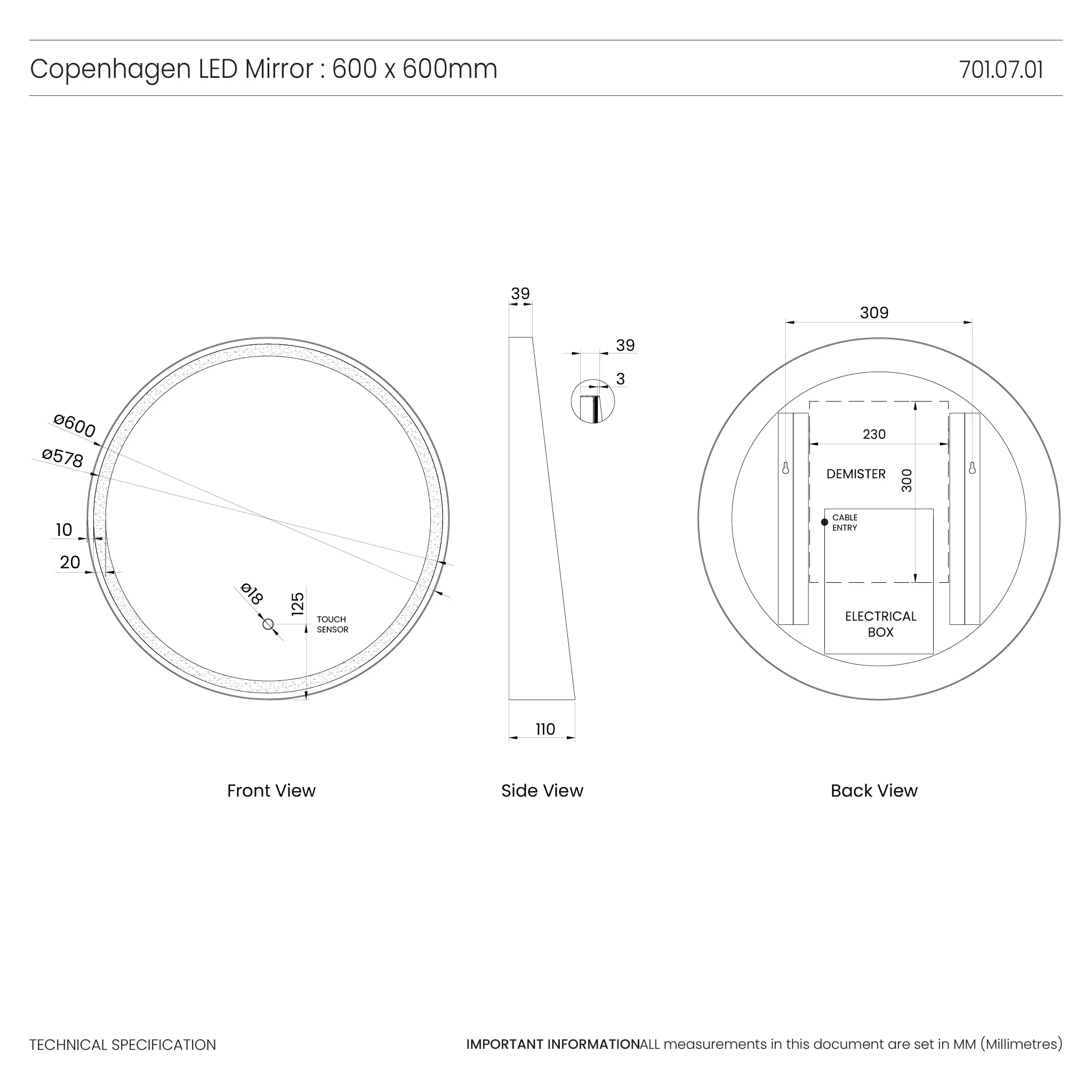Copenhagen Round LED Bathroom Mirror - Image 7