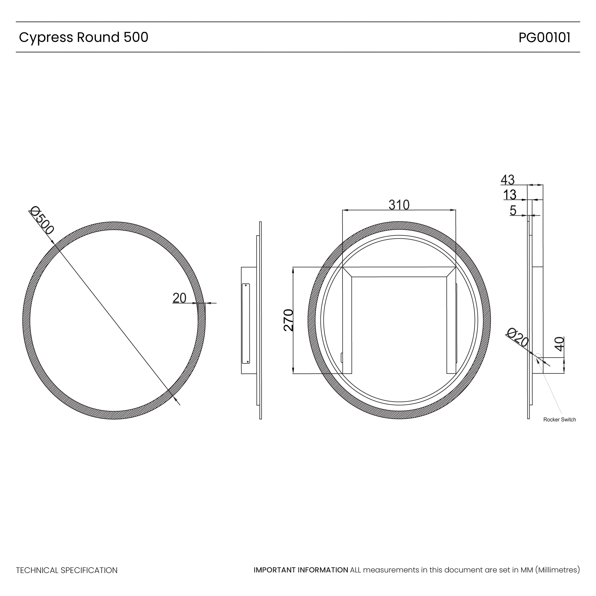 Cypress Round Battery LED Bathroom Mirror - Image 3