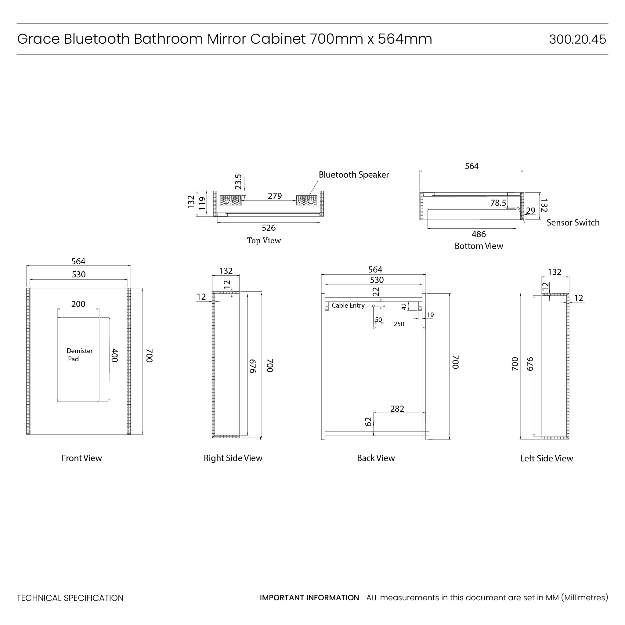 Grace Bluetooth LED Bathroom Mirror Cabinet - Image 29