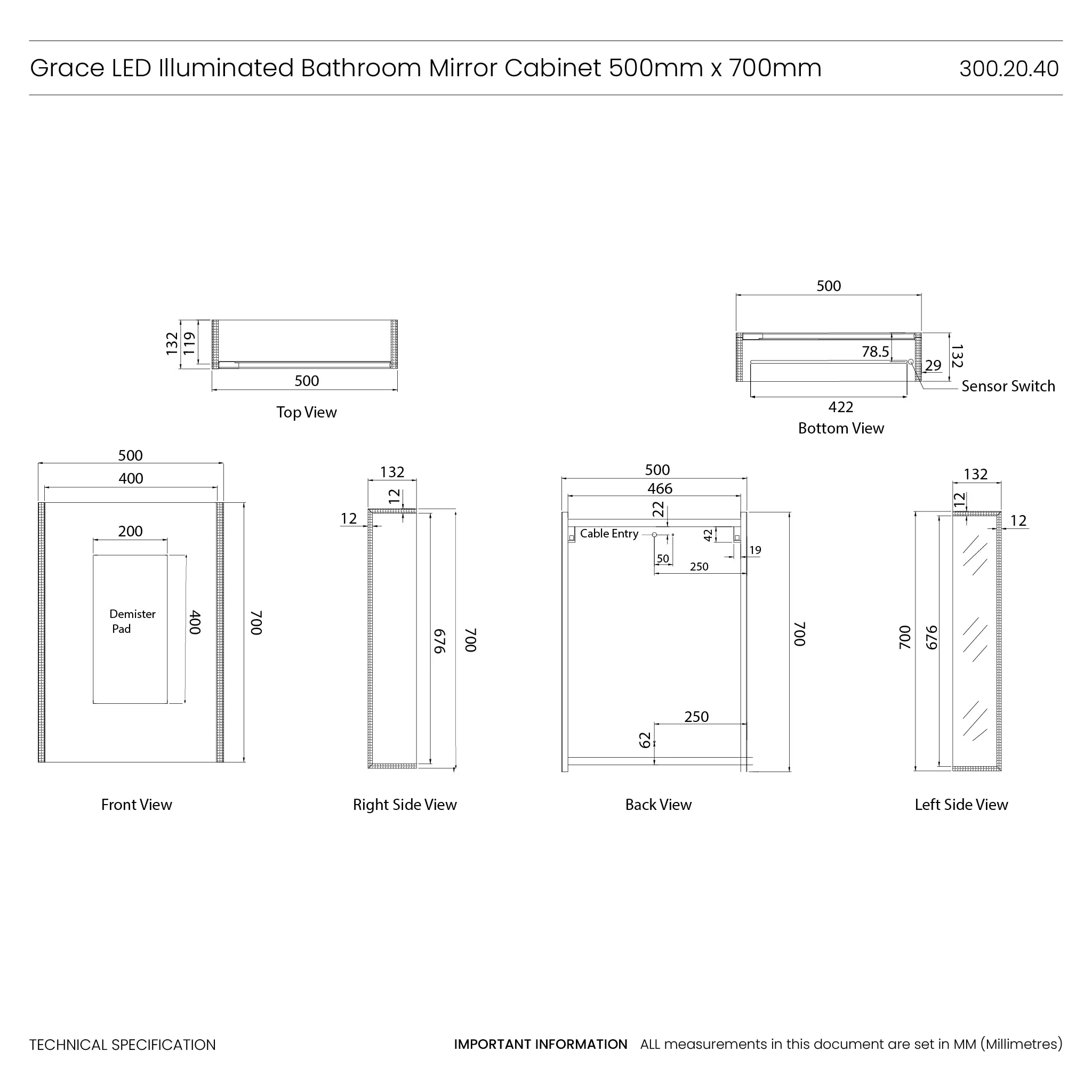 Grace LED Bathroom Mirror Cabinet - Image 25