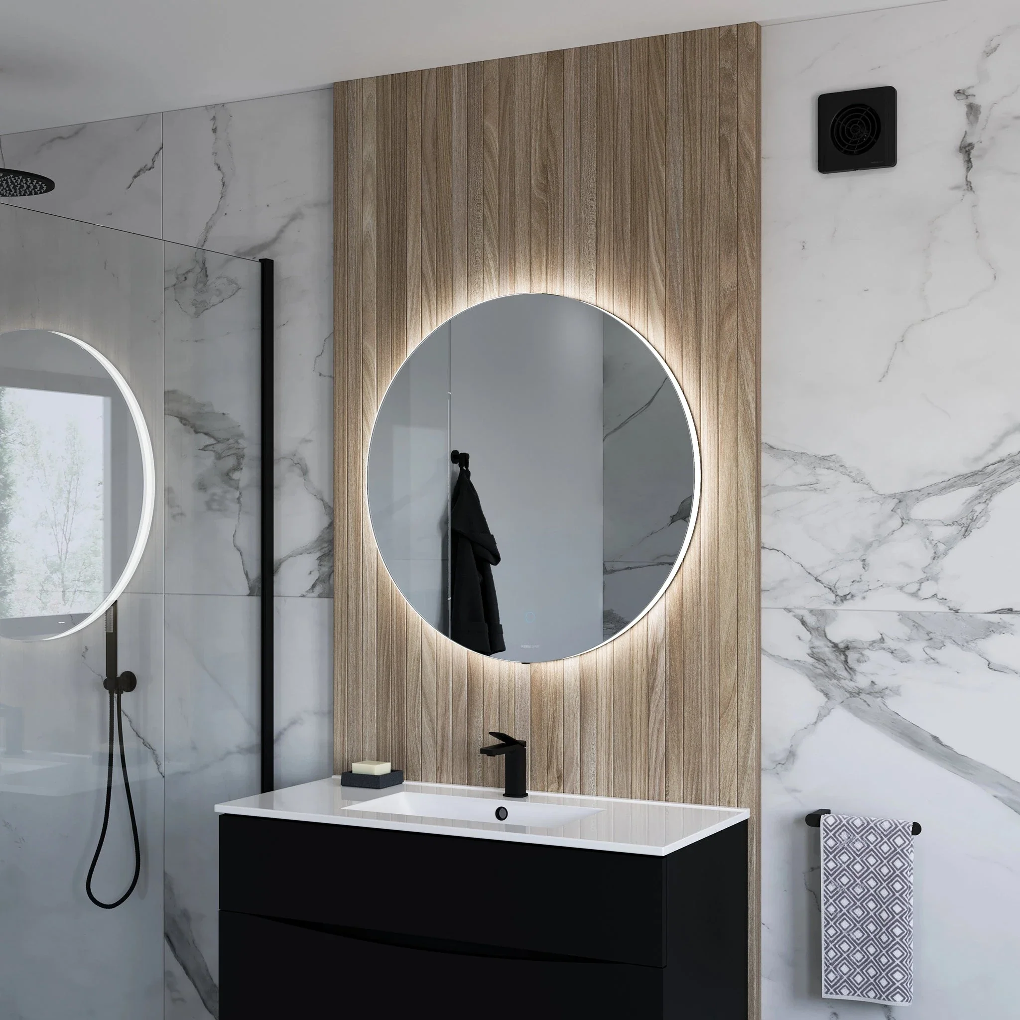 Halo Round LED Bathroom Mirror - Image 12
