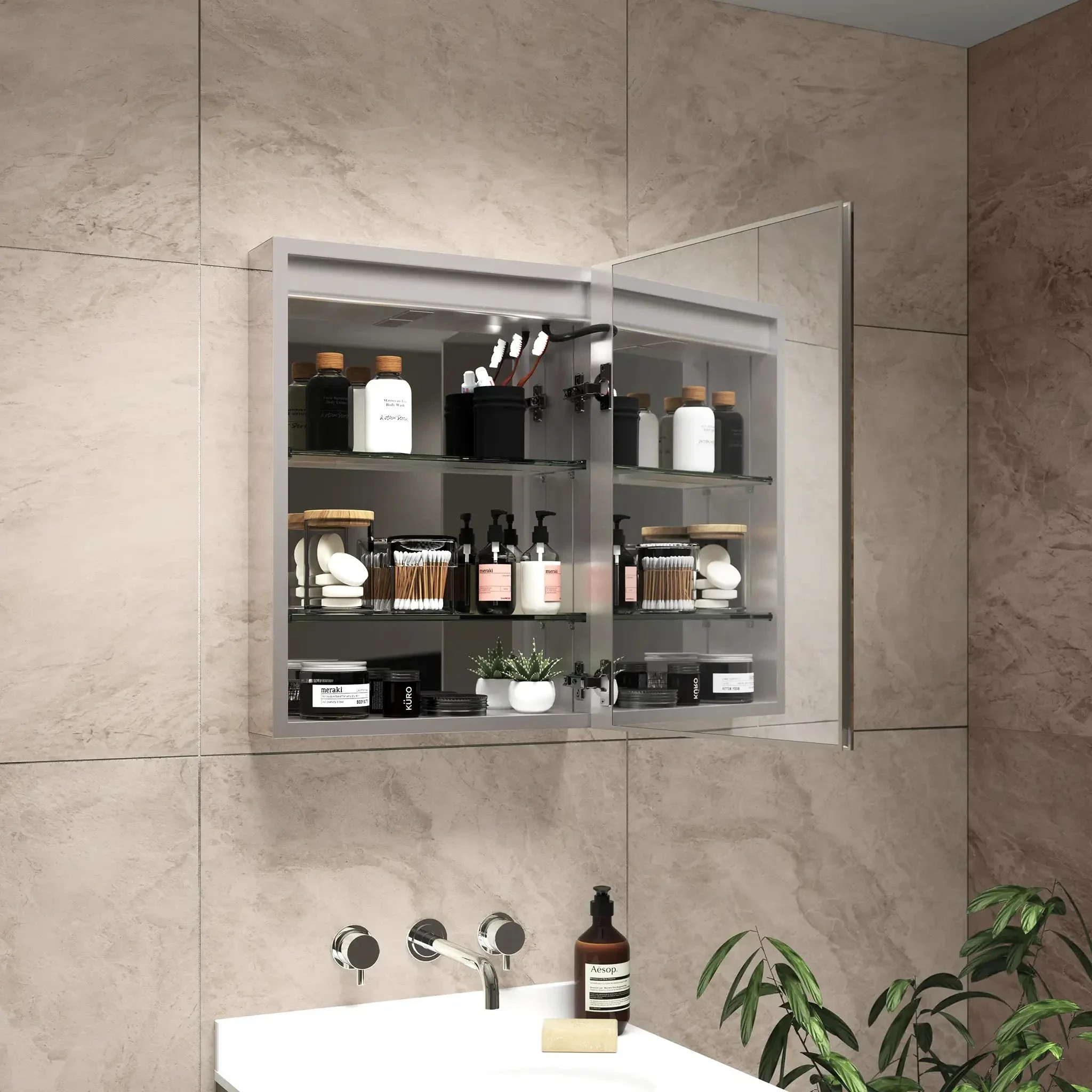Hollis LED Bathroom Mirror Cabinet - Image 3