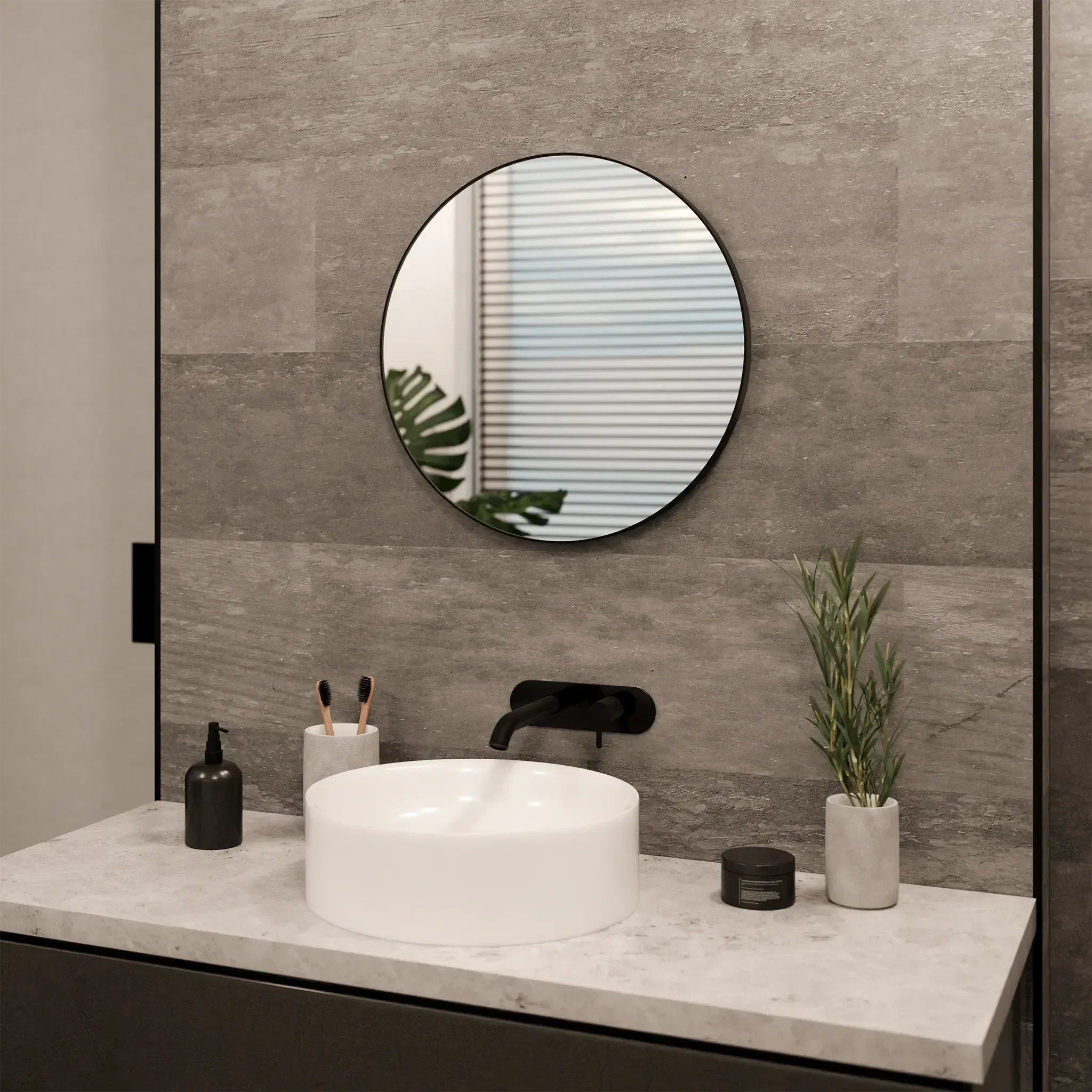 Jett Round Slim Frame Mirror - Image 13