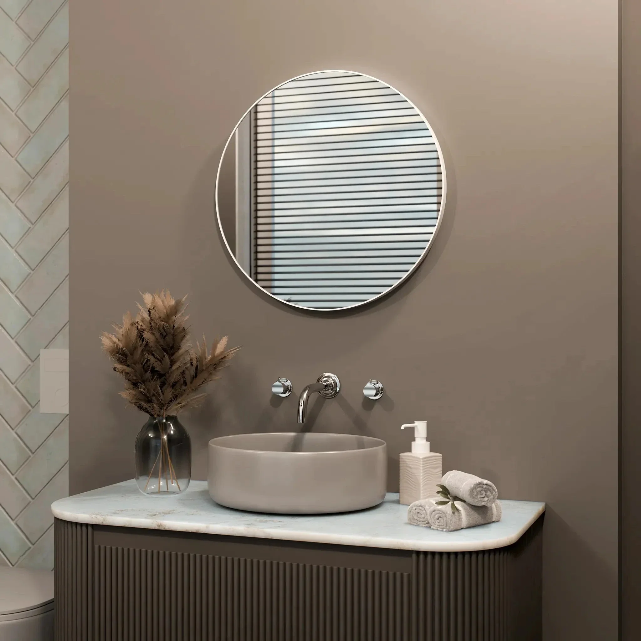 Jett Round Slim Frame Mirror - Image 15