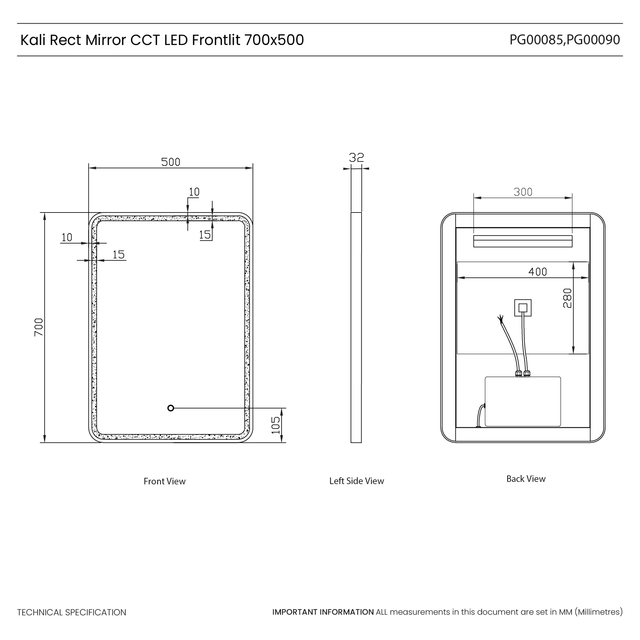 Kali Rectangle LED Illuminated Mirror - Image 21