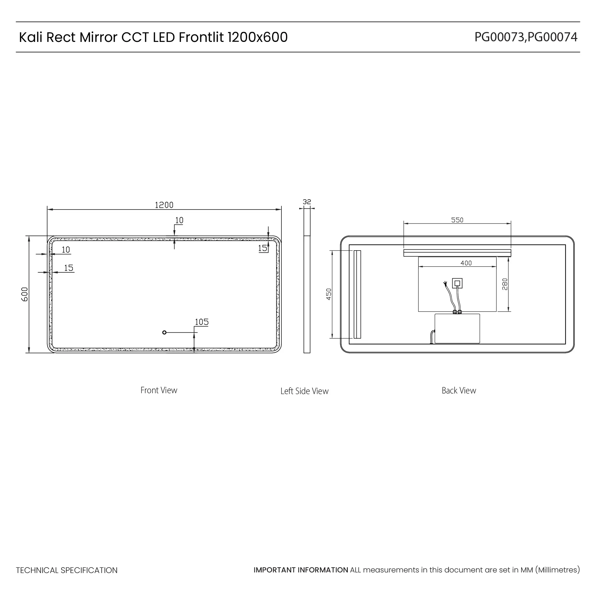 Kali Rectangle LED Illuminated Mirror - Image 24