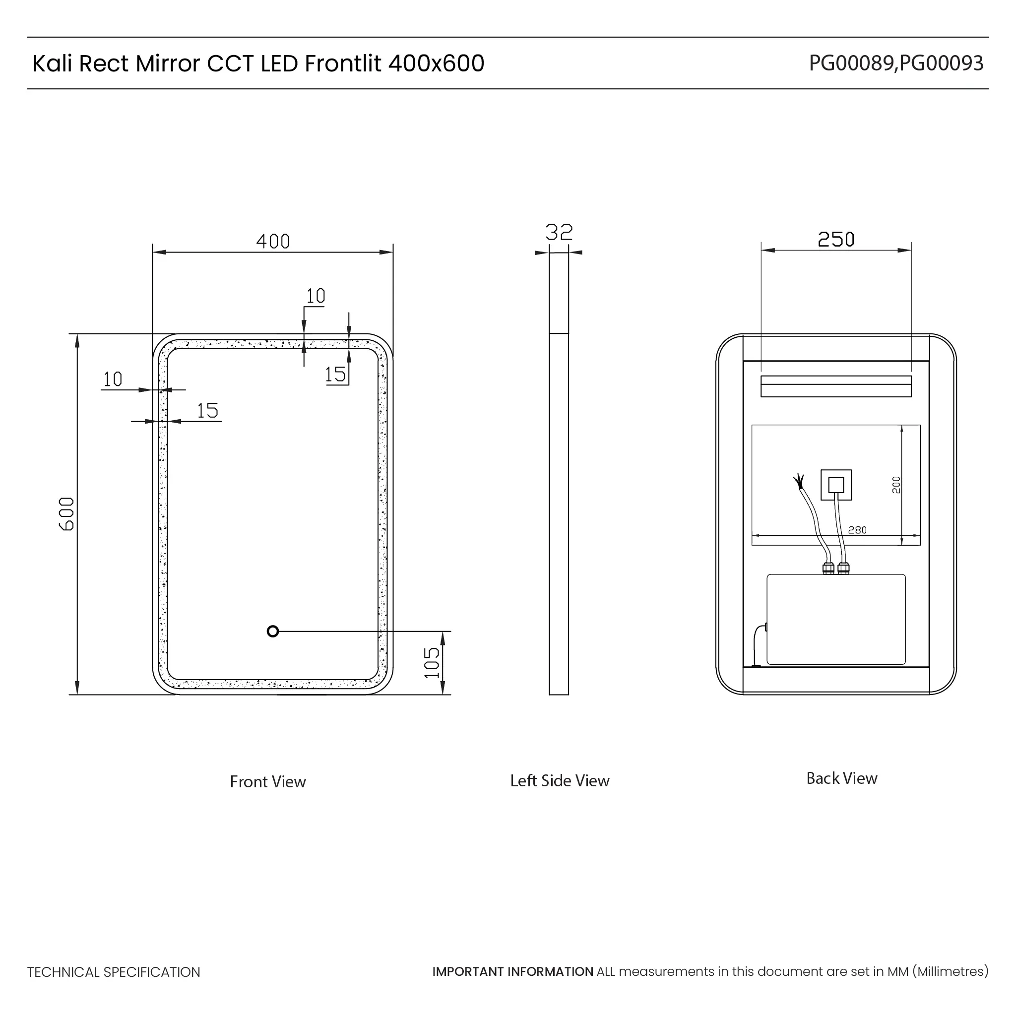 Kali Rectangle LED Illuminated Mirror - Image 25