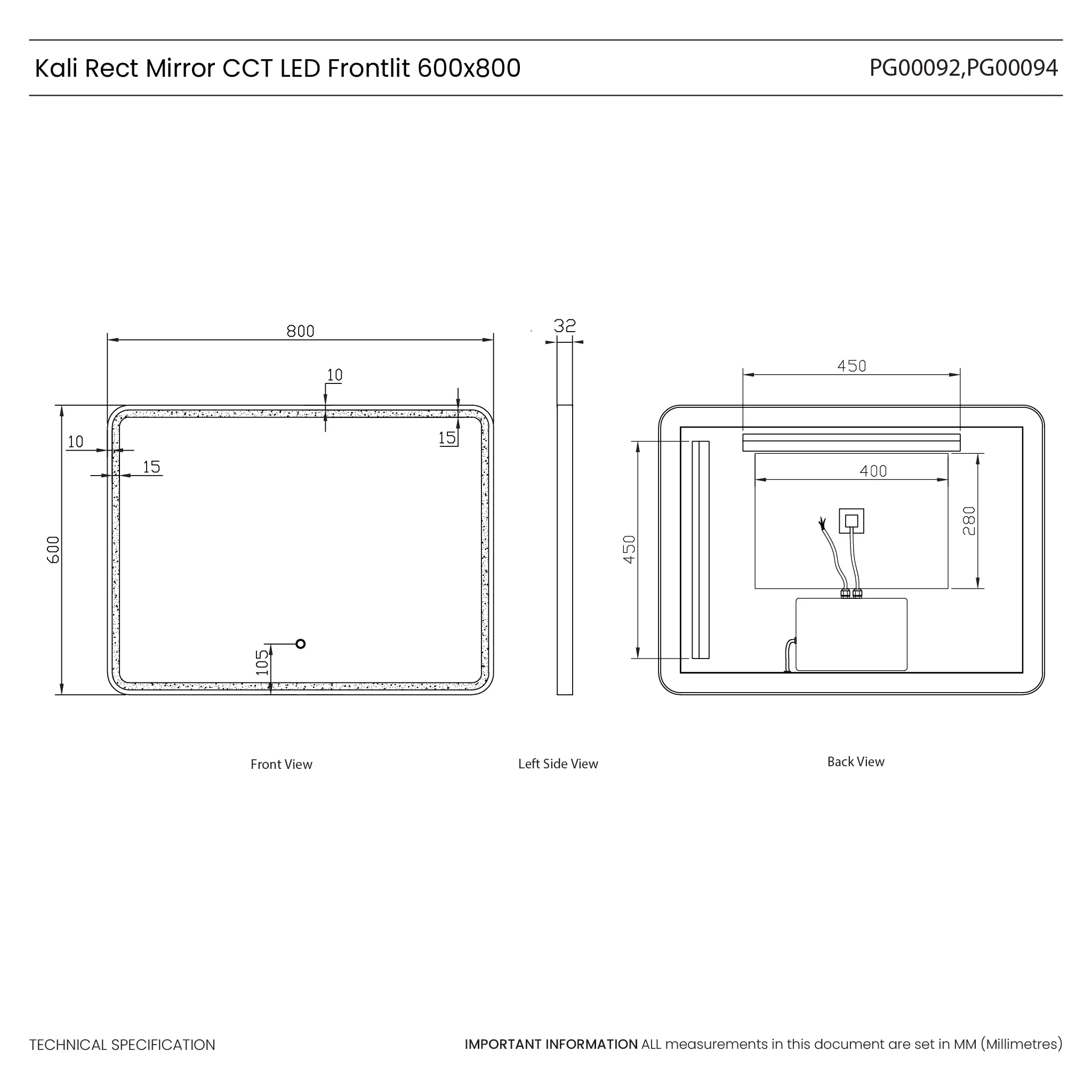 Kali Rectangle LED Illuminated Mirror - Image 27