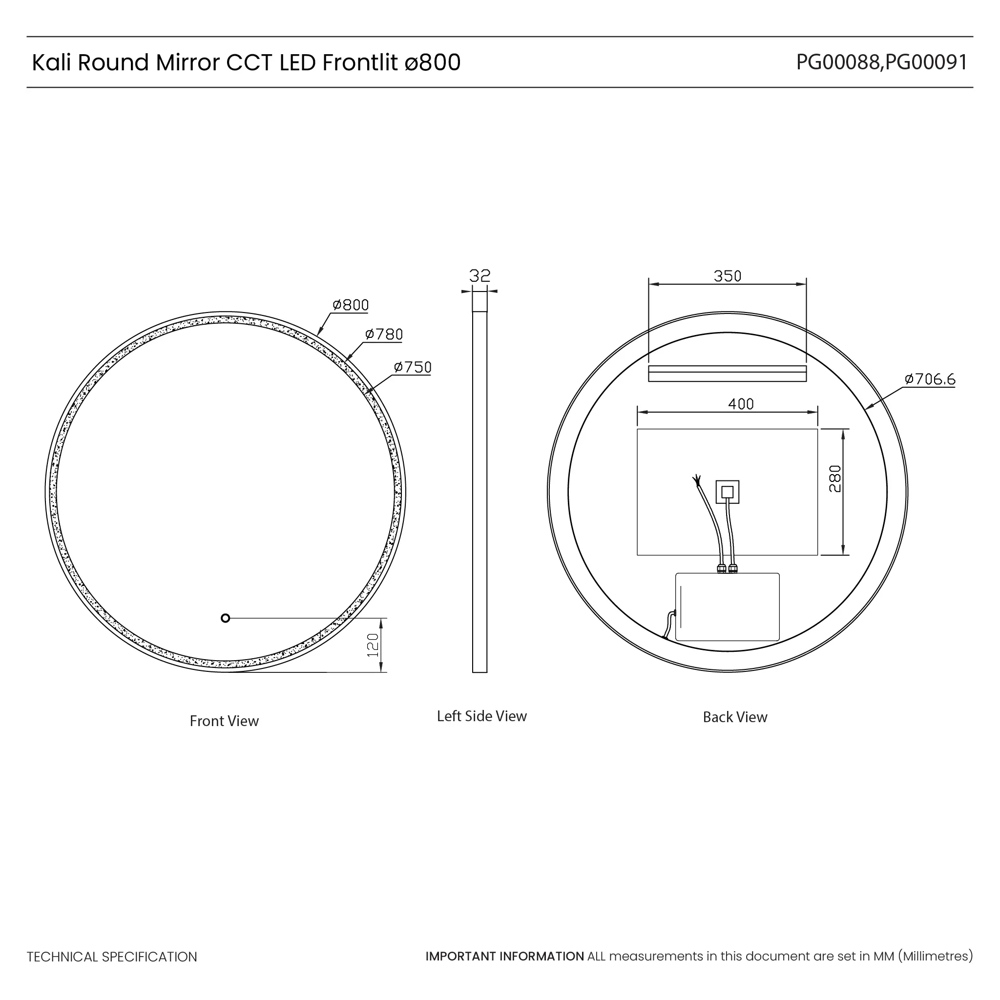 Kali Round LED Illuminated Mirror - Image 25