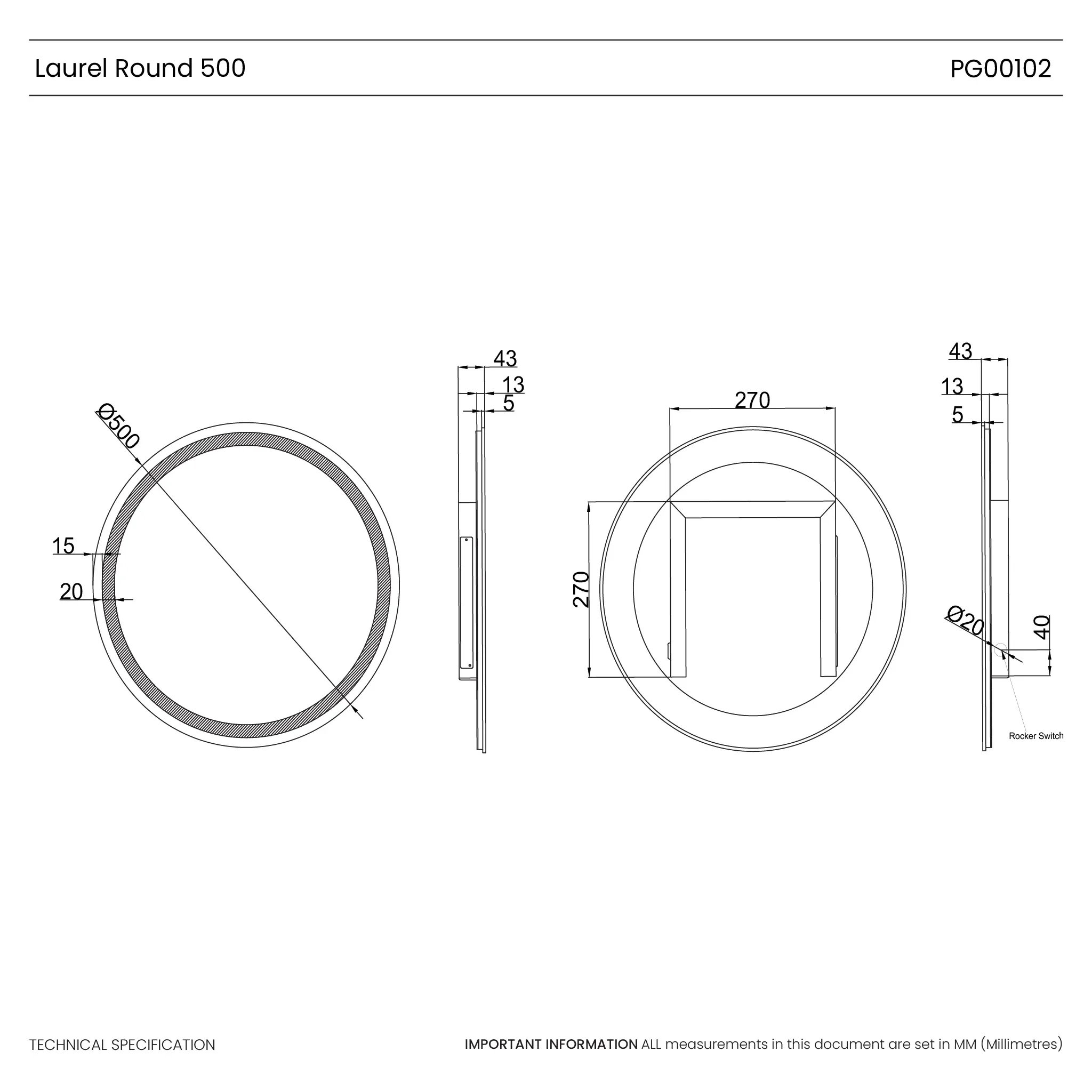 Laurel Round Battery LED Bathroom Mirror - Image 3