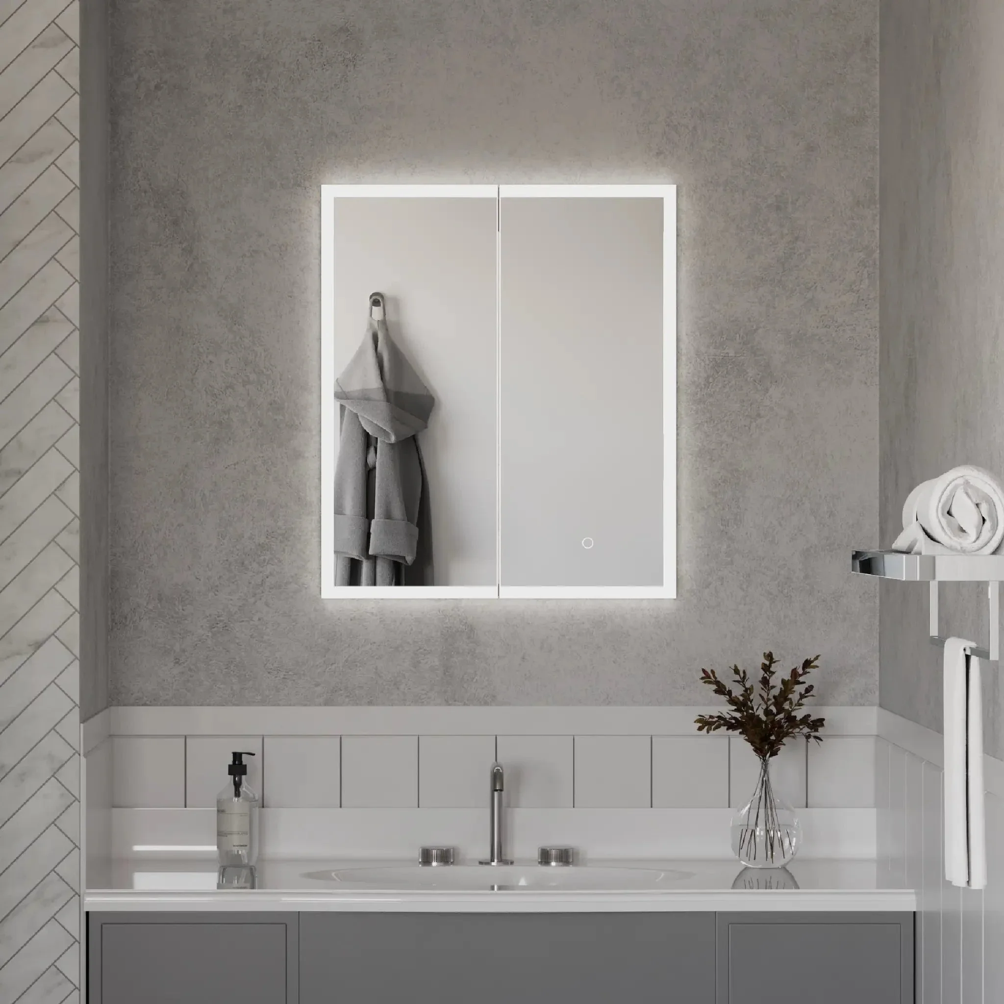 Malin Recessed LED Bathroom Mirror Cabinet - Image 14