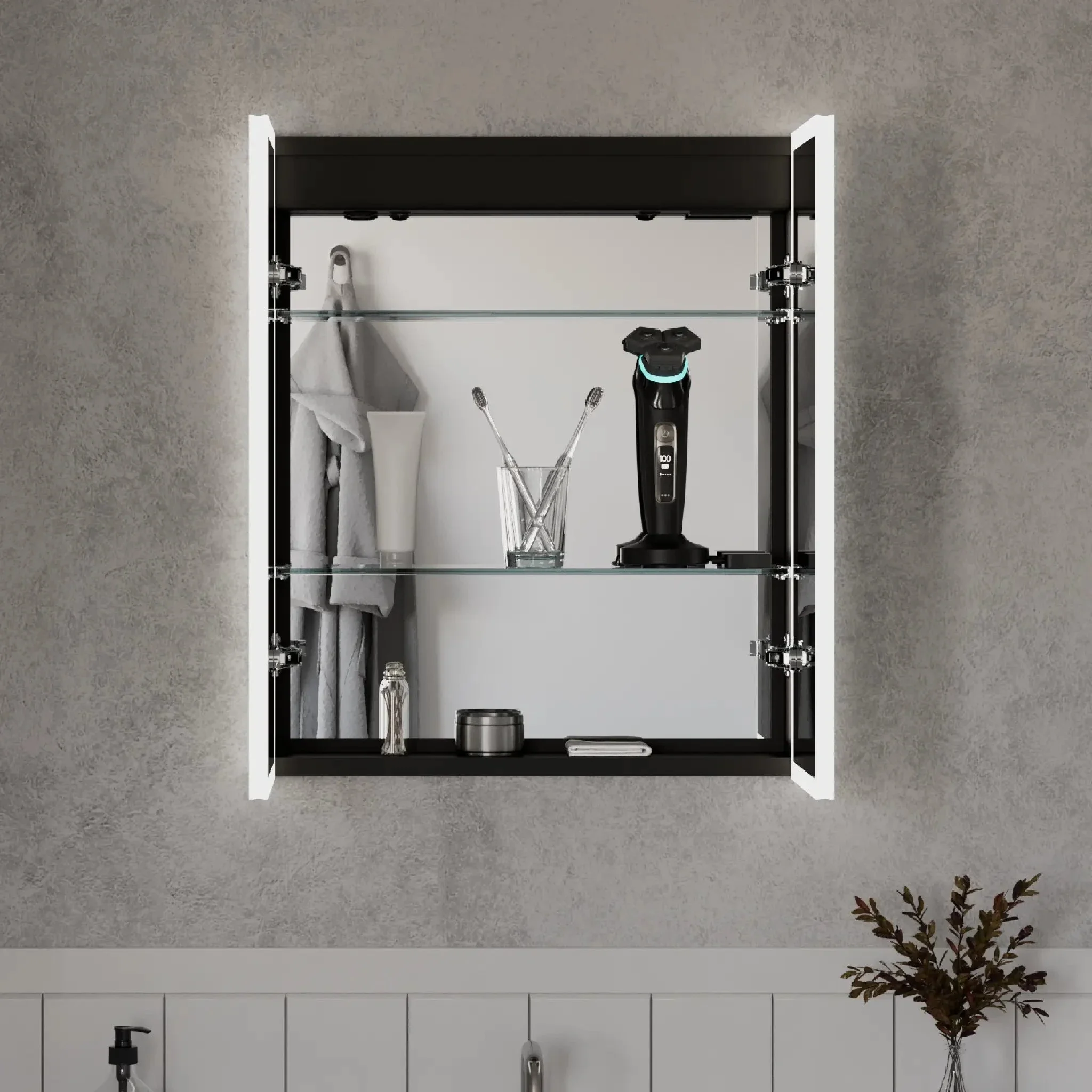 Malin Recessed LED Bathroom Mirror Cabinet - Image 16