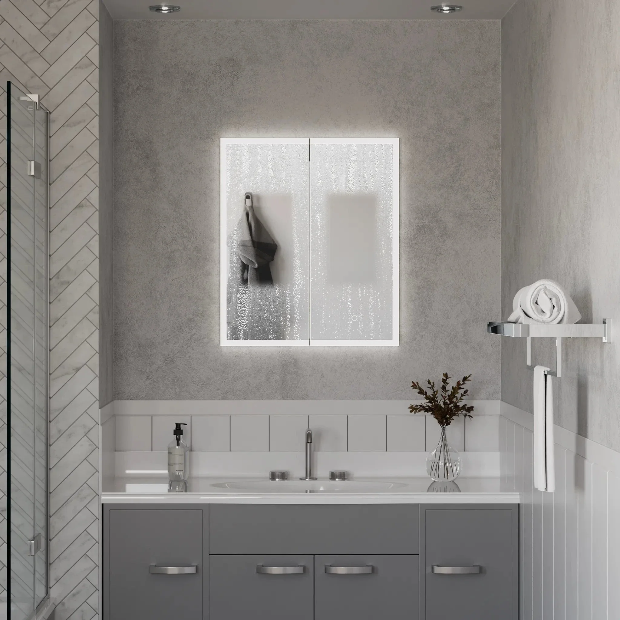 Malin Recessed LED Bathroom Mirror Cabinet - Image 17