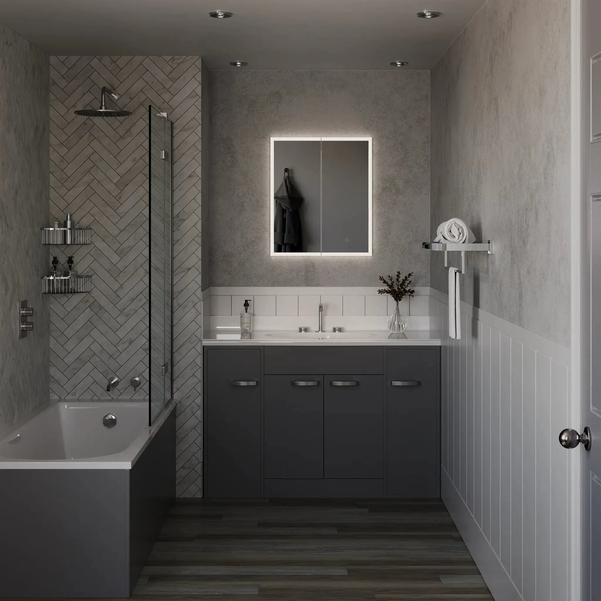 Malin Recessed LED Bathroom Mirror Cabinet - Image 24