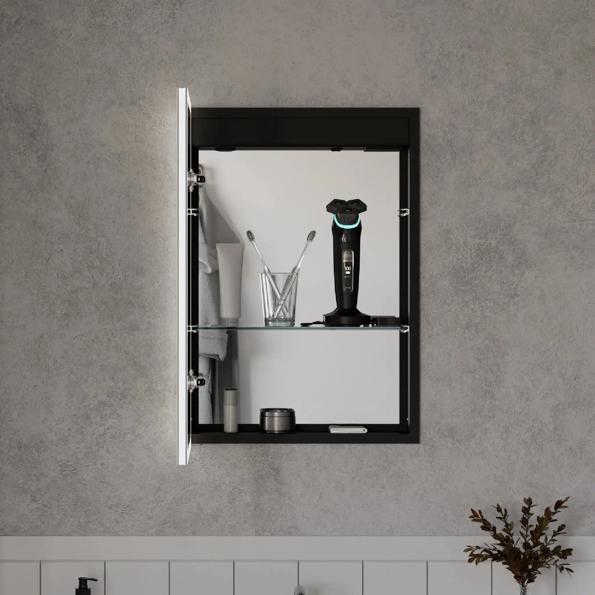 Malin Recessed LED Bathroom Mirror Cabinet - Image 4