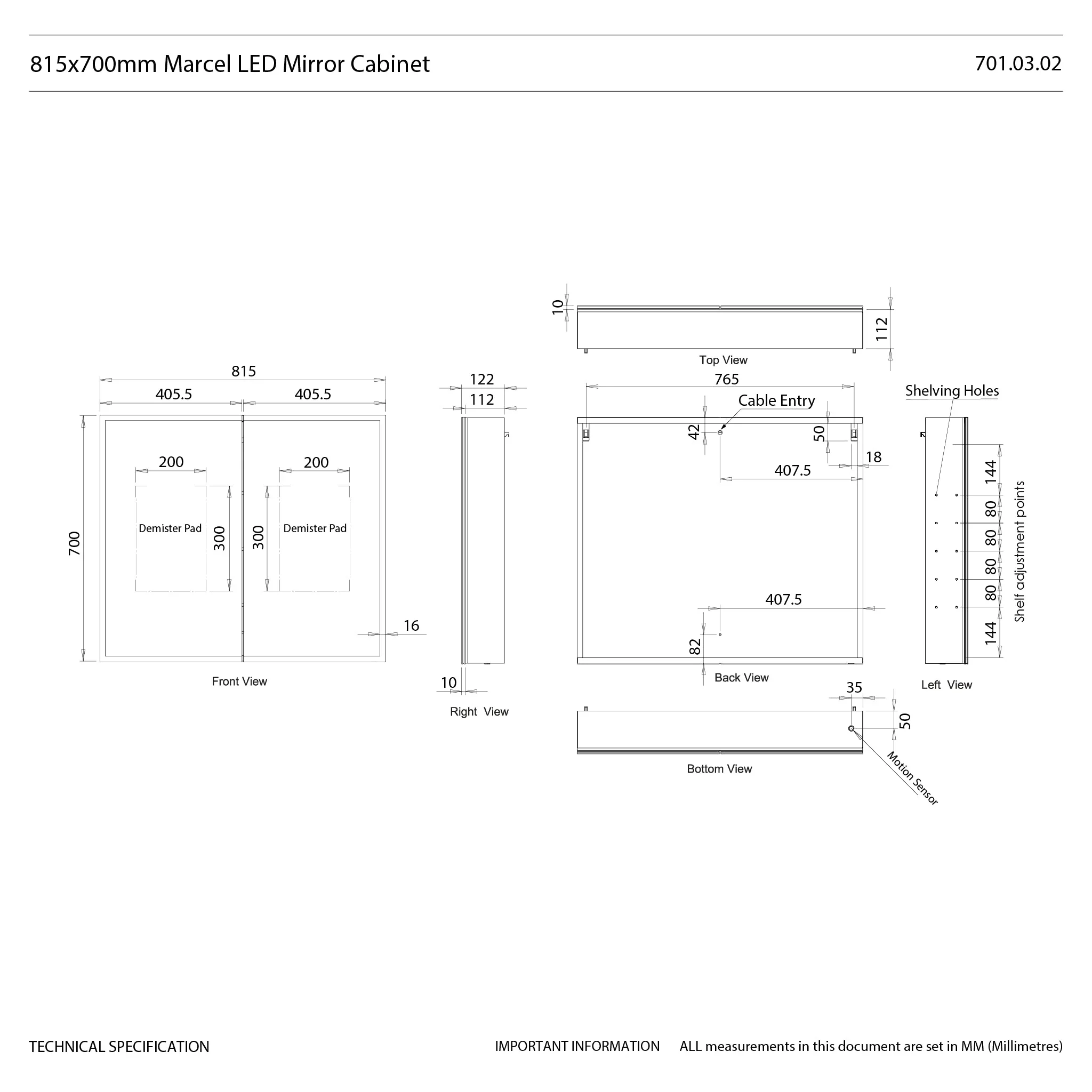 Marcel LED Bathroom Mirror Cabinet - Image 24