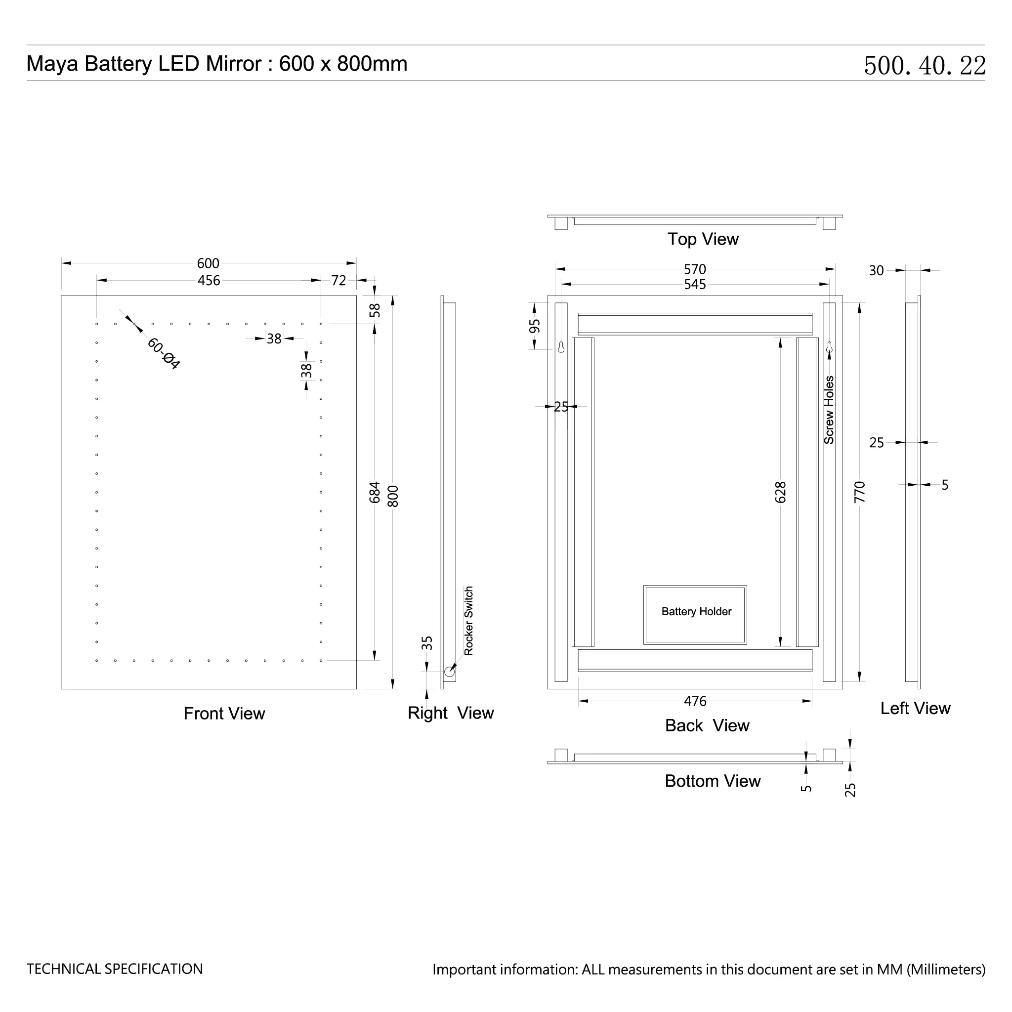 Maya Battery LED Bathroom Mirror - Image 8