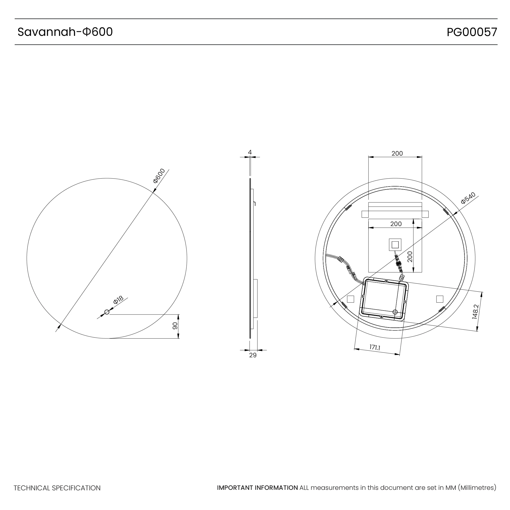 Savannah Round Backlit LED Bathroom Mirror - Image 10