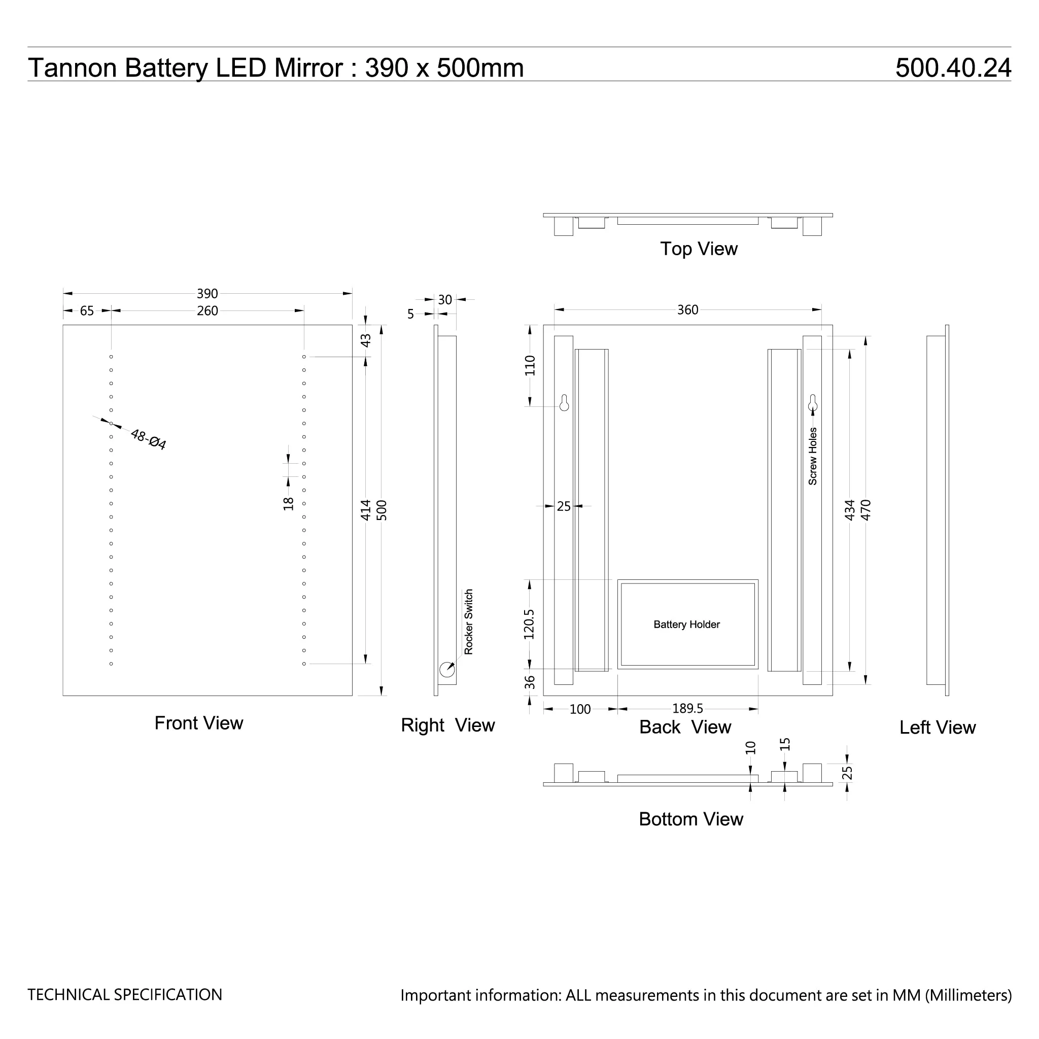 Tannon Battery LED Bathroom Mirror - Image 4