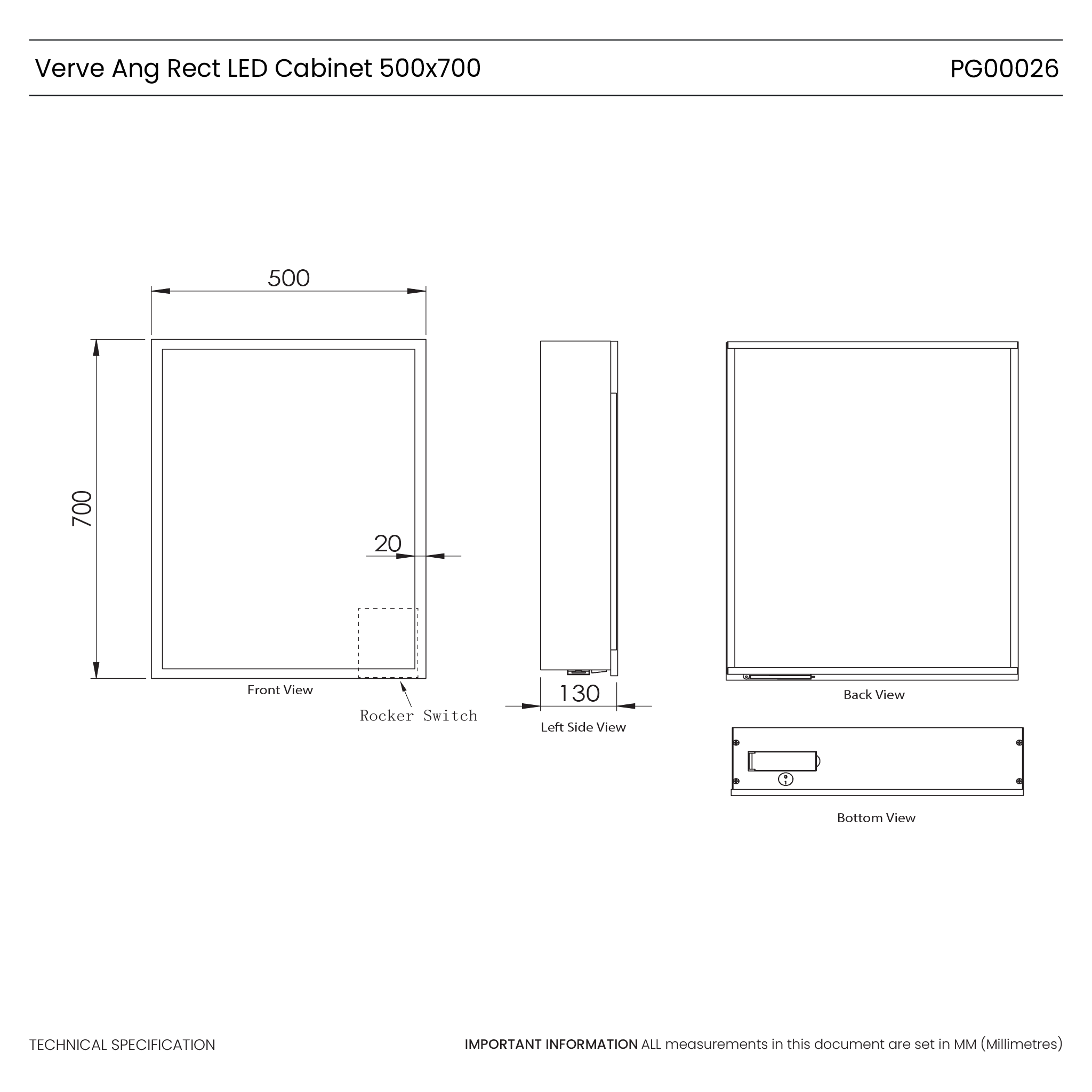 Verve Rechargeable Battery 500x700mm LED Mirror Cabinet - Image 12